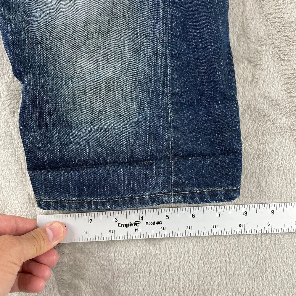 AllSaints Jean Falcon Shorts Men 30 Blue Washed Denim Designer Button Fly‎